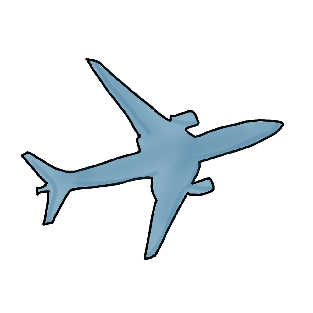 A silhouette of a large jet plane.