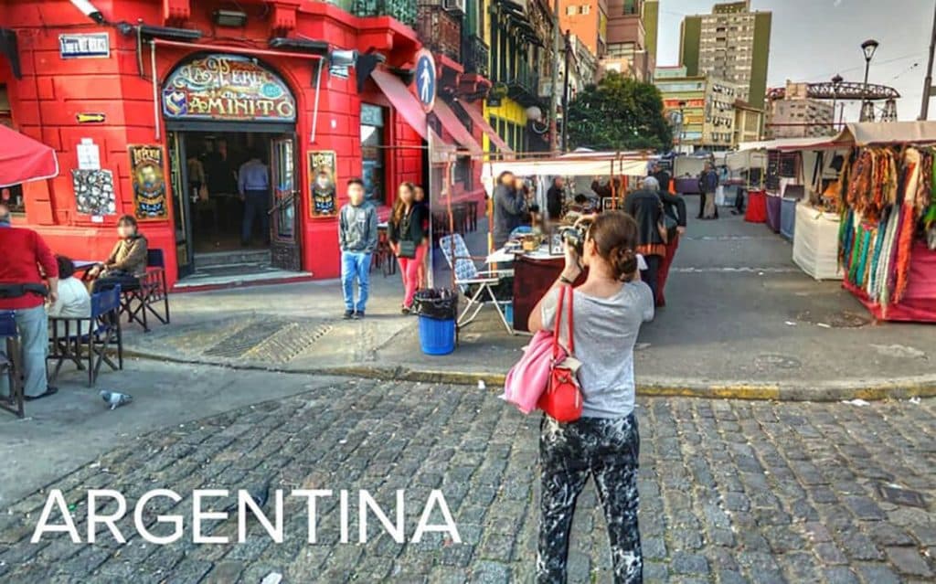 A busy street market in Argentina