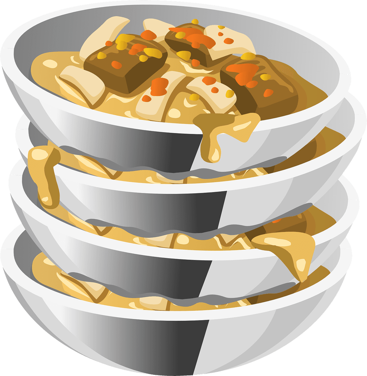 A drawing of a stack of dirty dishes