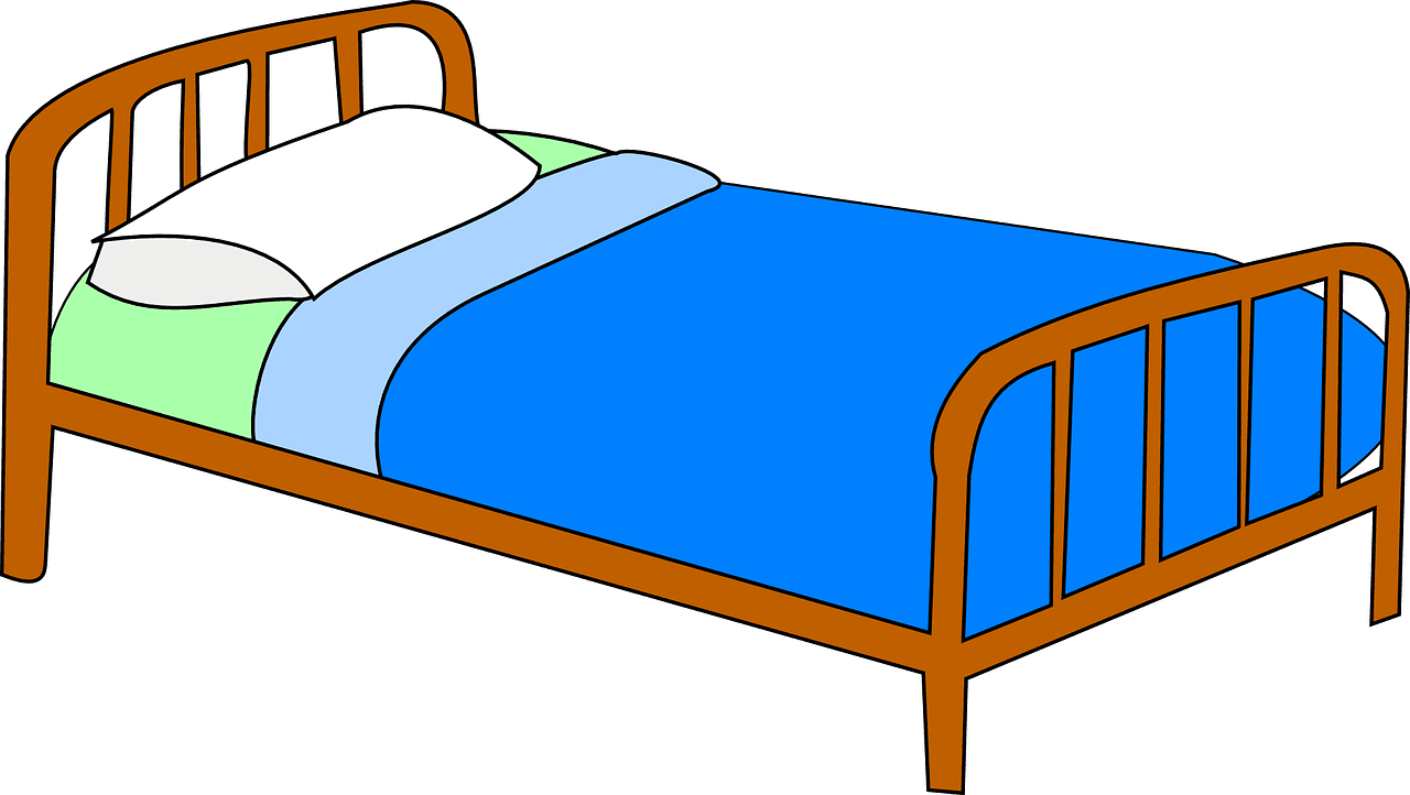 A drawing of a single bed.