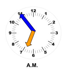 A clock showing the time 6:55 A.M.