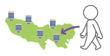 A map of six universities within Tokyo