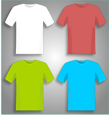 Four plain T-shirts.