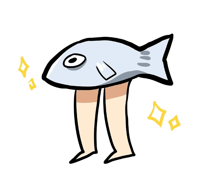 a cartoon of a fish with legs