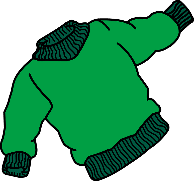 A drawing of a warm green sweater.