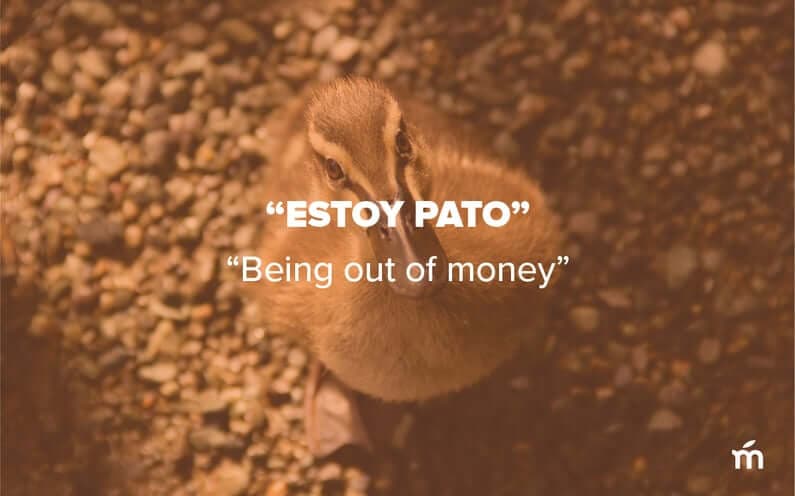 Estoy pato which means Being out of money
