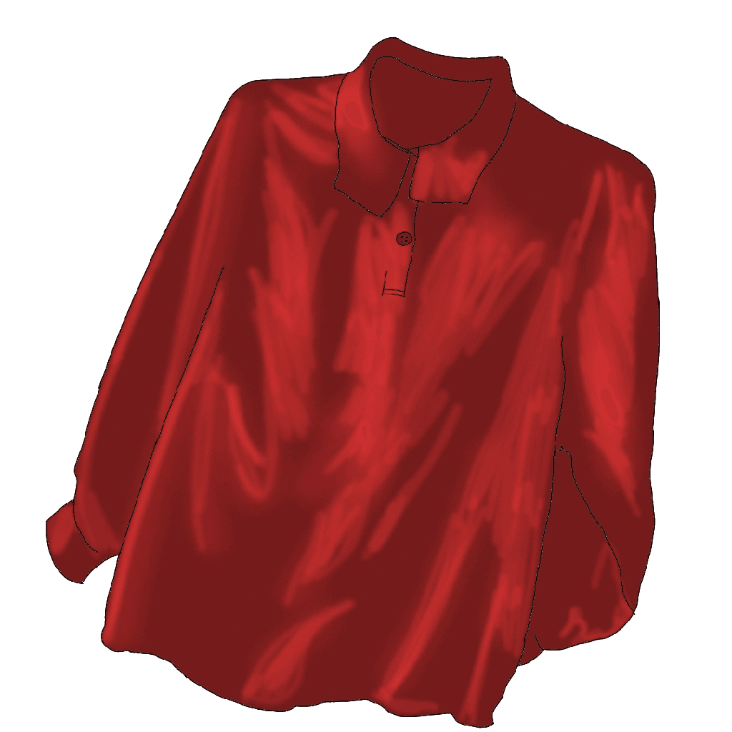 A drawing of a red shiny blouse