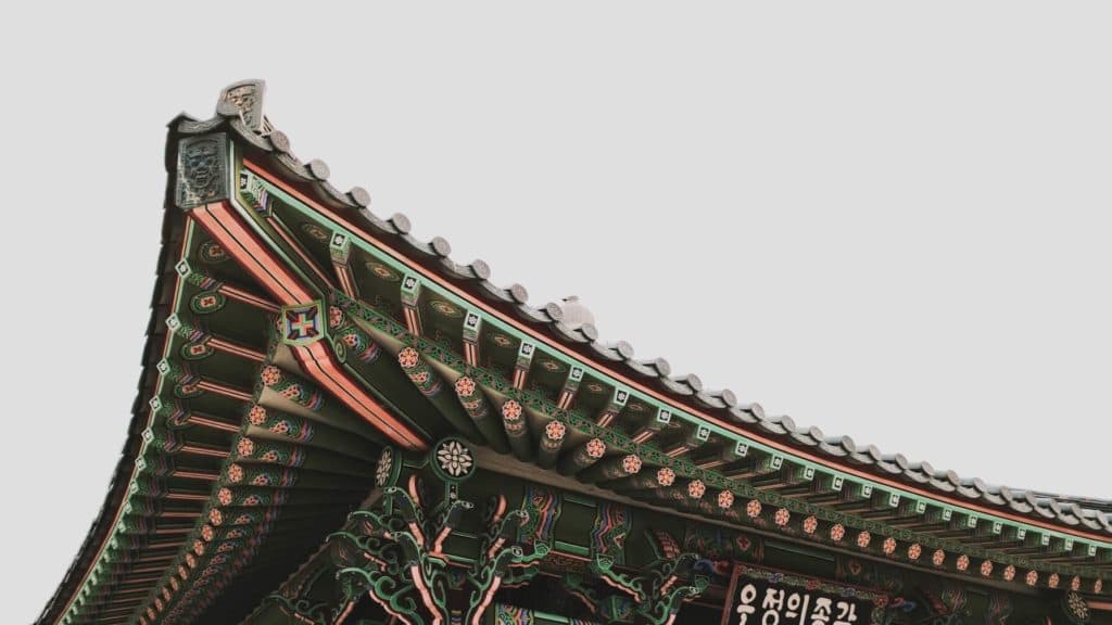 Roof details of a Korean temple