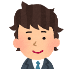 A cartoon of a man with short, dark curly hair in a tie and blazer.