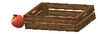 A graphic illustrates a crate with an apple directly to the left of it.