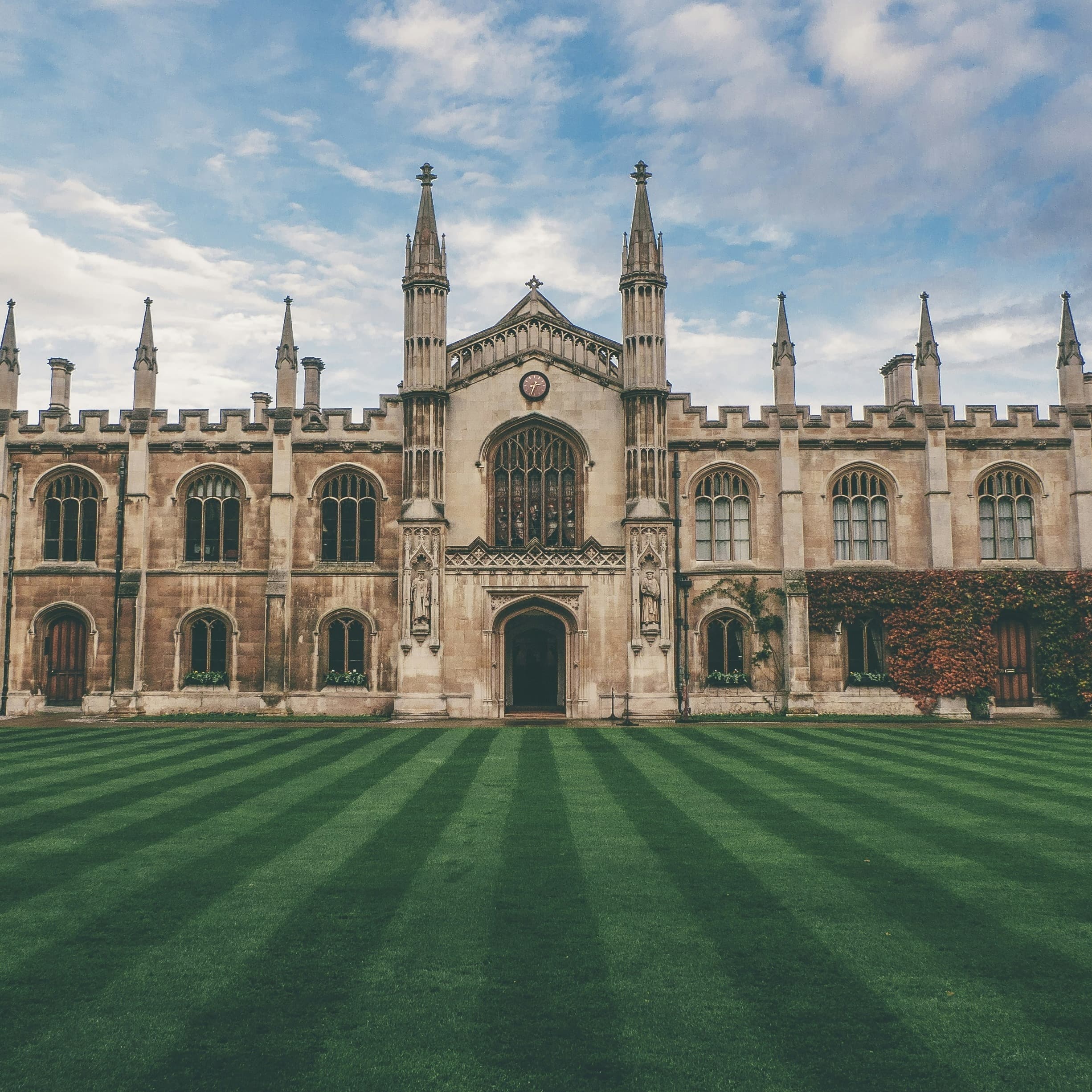 An old-fashioned gothic university building.