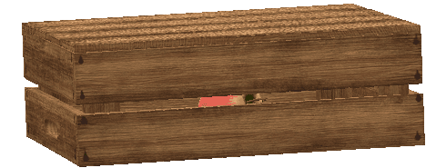 A graphic illustrates an apple resting under an upside-down crate.