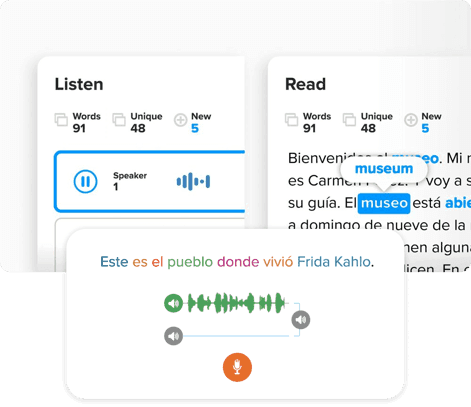 An example of the listening and reading passage in the Mango Spanish course
