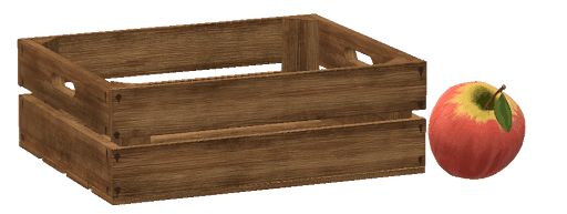 A graphic illustrating an apple sitting right beside a crate.