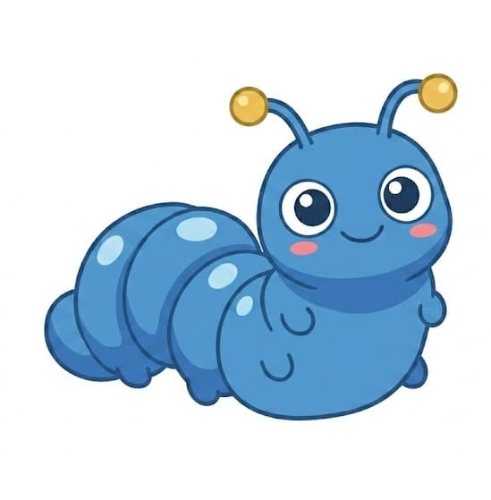 A cute, light blue alien worm with two eyes and stalks on its head.