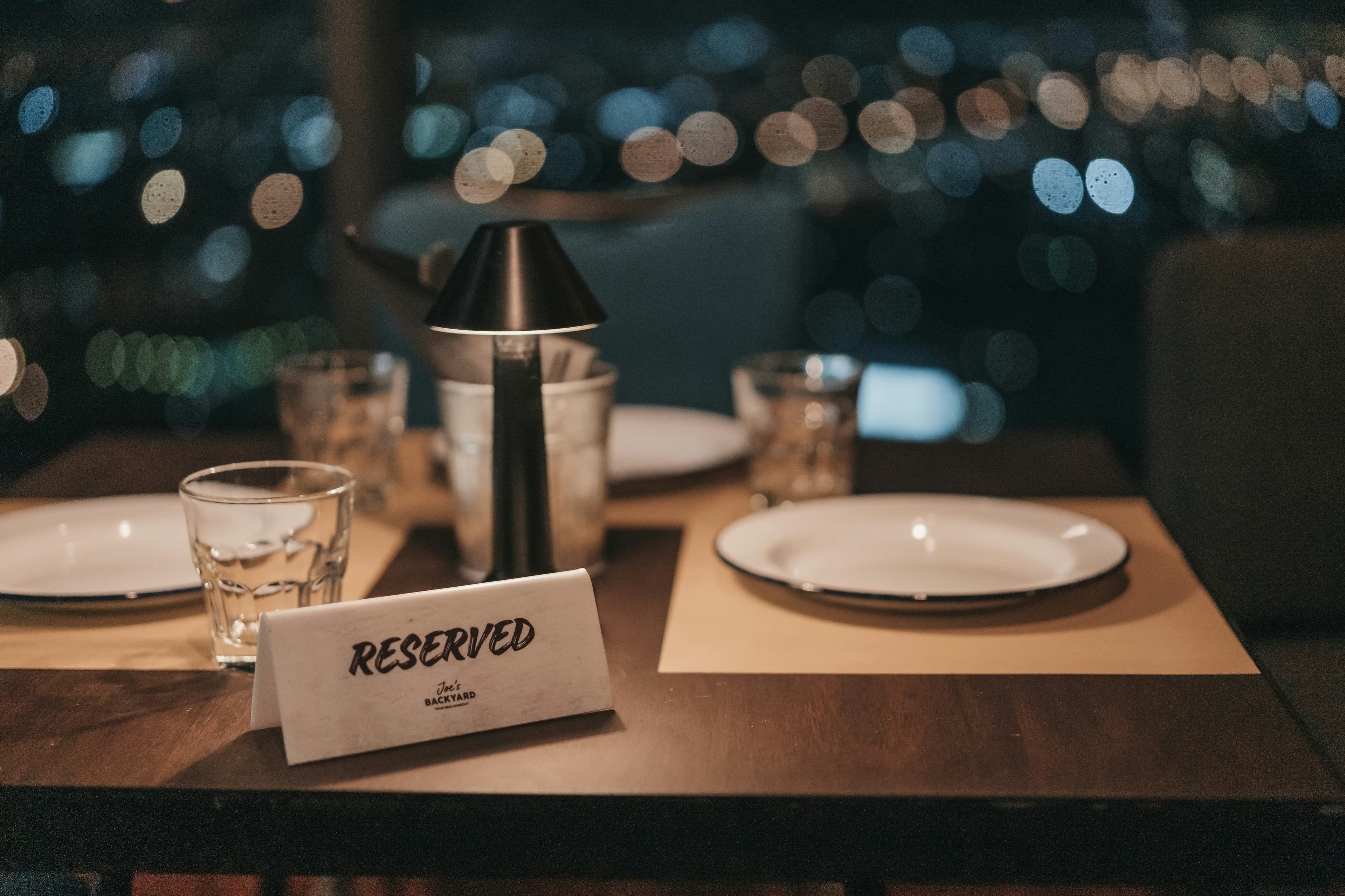 A reserved table at a restaurant.