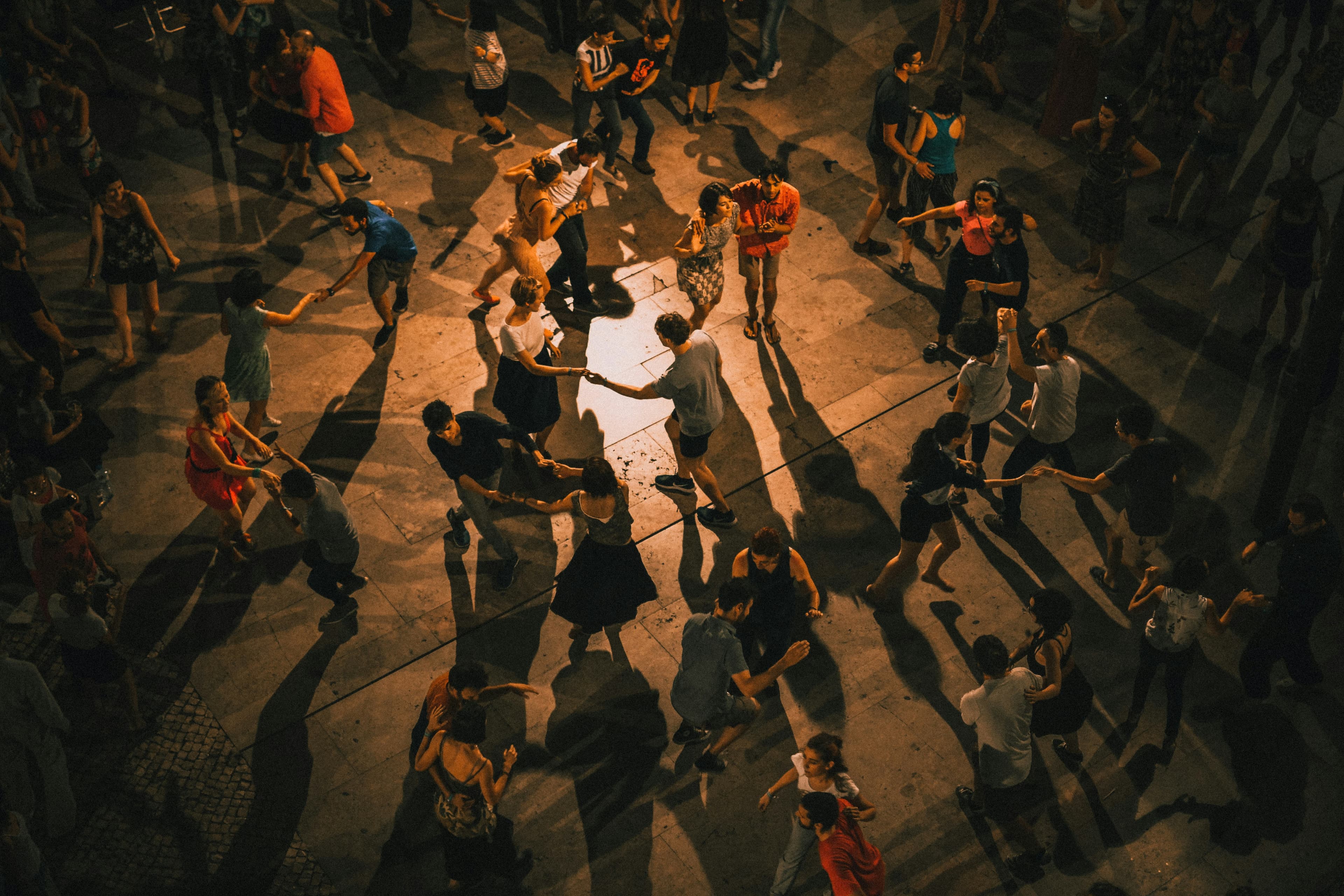 A photo of a crowded dance floor taken from above.