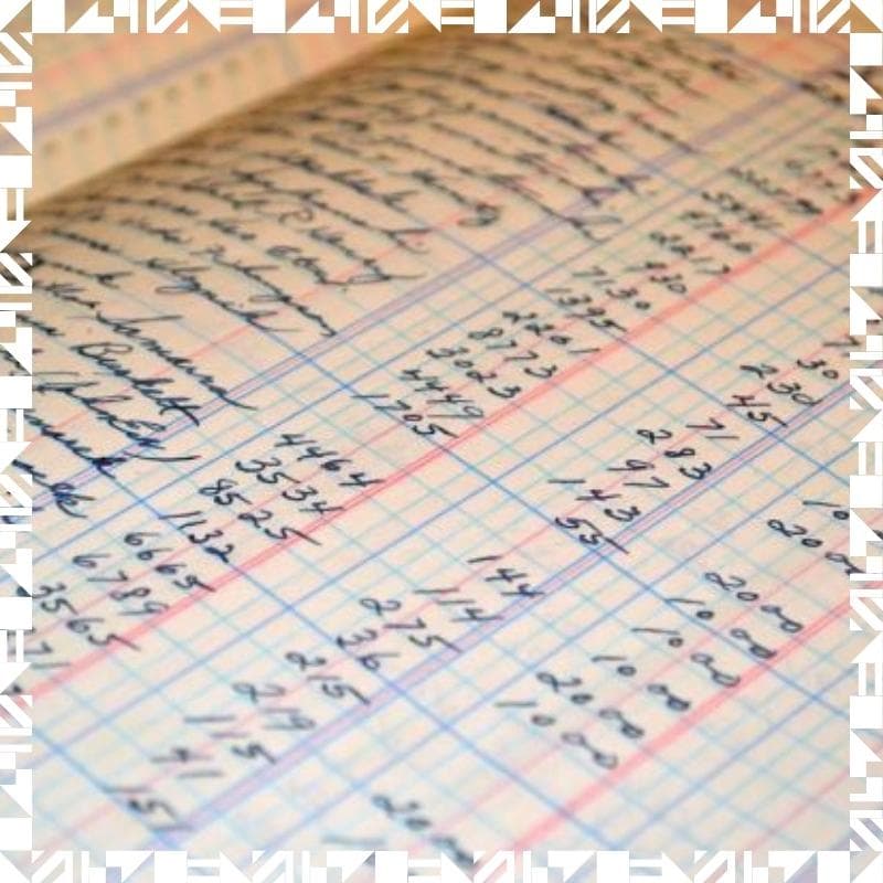 A notebook with a lot of data written in it