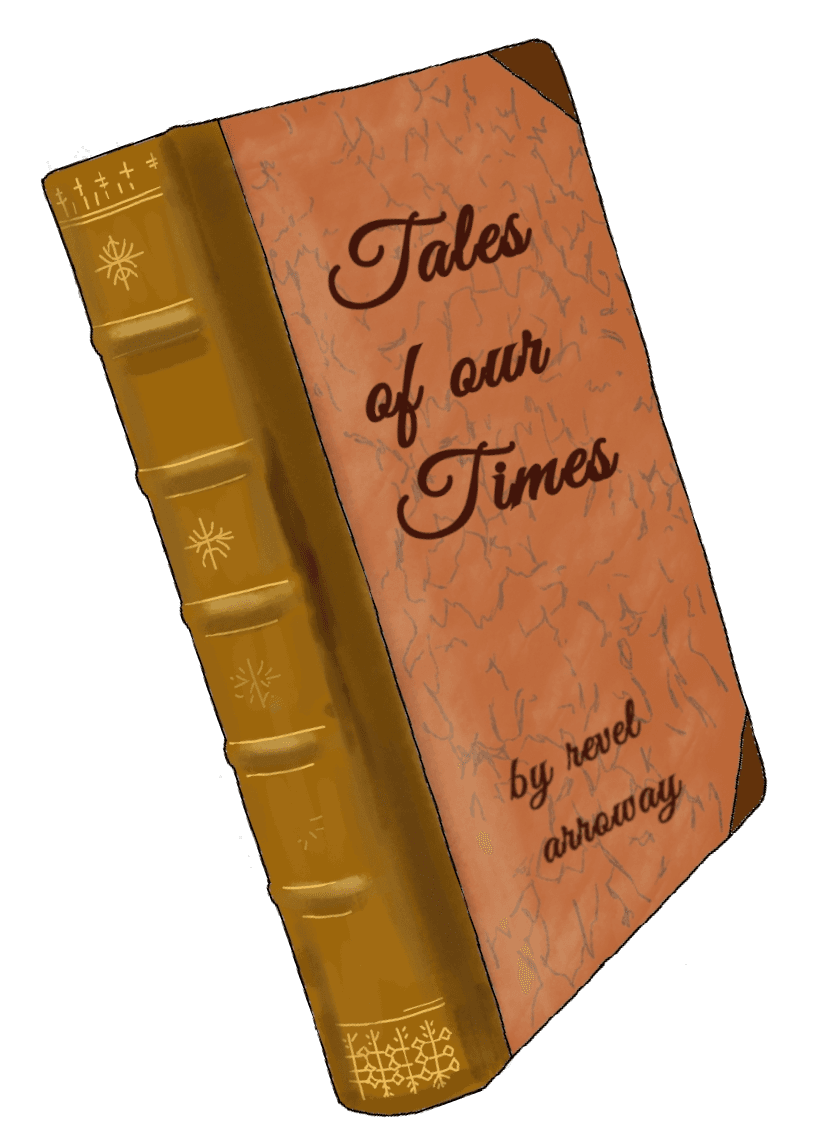 A drawing of a book of stories.