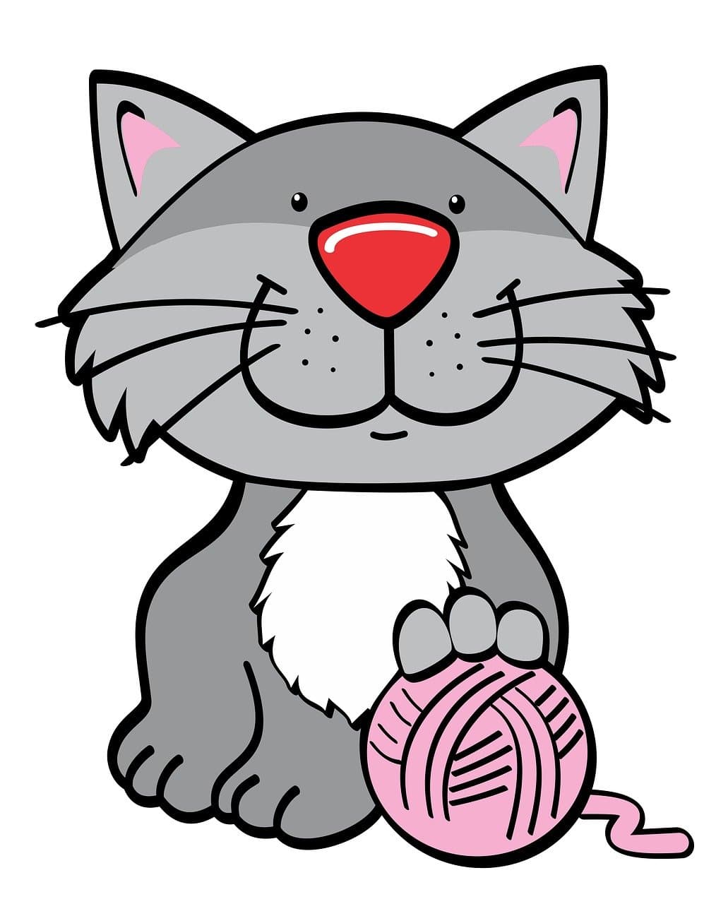 A cartoon of a gray cat.
