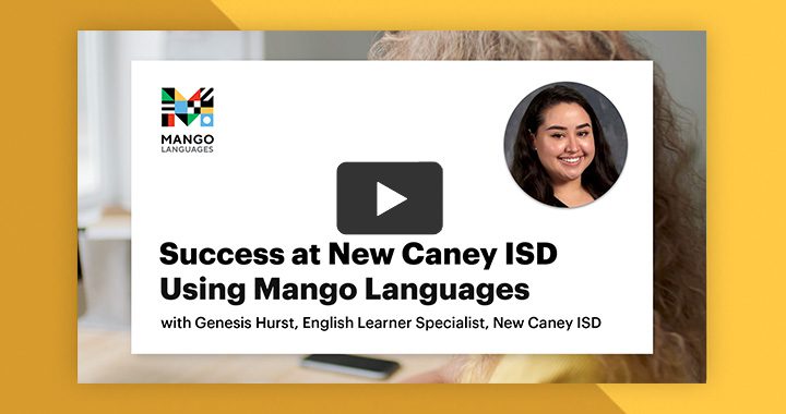 Title card from the New Caney ISD story video, with English Learner Specialist Genesis Hurst